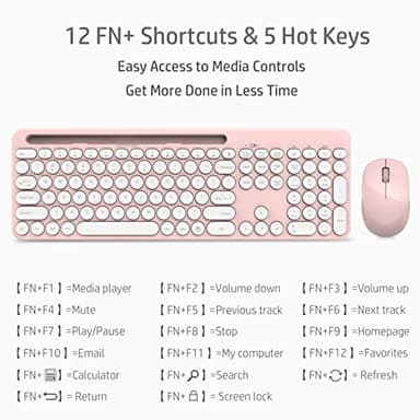 LeadsaiL Pink Wireless Keyboard and Mouse Combo, Full-Sized Ergonomic Computer Keyboard with Phone Tablet Holder, 2.4GHz Silent Cordless Keyboard Mouse Set for Windows Laptop, PC, Desktop - Image 4