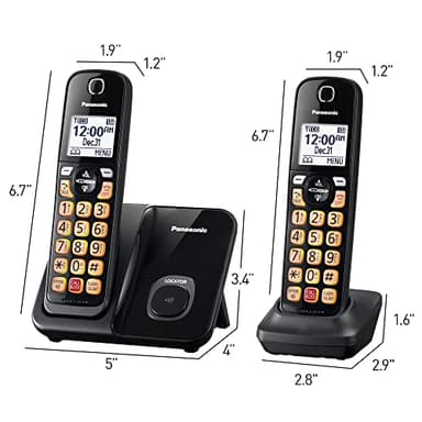 Panasonic Cordless Phone with Advanced Call Block, Bilingual Caller ID and Easy to Read Large High-Contrast Display, Expandable System with 3 Handsets - KX-TGD813B (Black) - Image 7