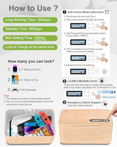 ySky Safe Timed Lock Box, Phone Lock Box with Timer Unplug from Phones, Video Games,Social Media,Snacks&Cravings, Self-Control Phone Locker Time Locking Container Storage Box for Addiction Management - Image 4
