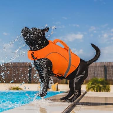 Queenmore Dog Life Vest, Adjustable Ripstop Dog Life Jacket for Swimming Boating, Doggy Lifesaver with Superior Buoyancy and Rescue Handle, Pet Swimming Vest for Small Dogs（Orange,S） - Image 8