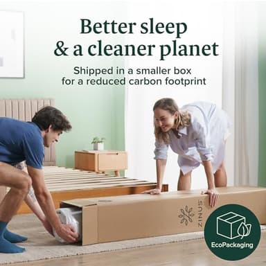 ZINUS 8 Inch Full Green Tea Memory Foam Mattress [New Version], Fiberglass free, Medium Firm Feel, Zoned Pressure Relief, Certified Safe Foams & Fabric, Mattress in A Box - Image 3