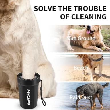 Dog Paw Cleaner, Washer, Muddy Pet Foot Cleaner for Small Medium Breed Dogs/Cats (with 3 absorbent towel) (Black, Medium) - Image 2