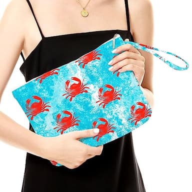 Fokongna Wet Bag, Travel Makeup Bag, Wet Dry Bag, Wet Bag for Swimsuit, Beach Pool Diapers Dirty Yoga Gym Clothes Zipper Pouch for Women Sister Friends Wet Bag Ocean Sea Shells Beach Starfish.349 - Image 2