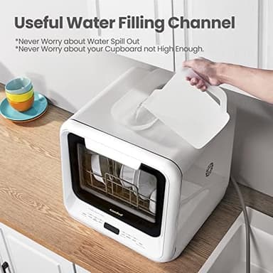 COMFEE' Portable Mini Dishwasher Countertop with 5L Built-in Water Tank for Apartments& RVs, No Hookup Needed, 6 Programs, 360° Dual Spray, 162℉ High-Temp& Air-Dry Function - Image 8