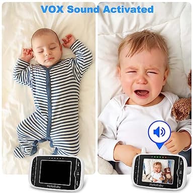 Video Baby Monitor with Camera and Audio, 3.2Inch LCD Display, Infrared Night Vision, Two-Way Audio and Room Temperature Monitoring,Lullaby,Sound Activated Screen - Image 5