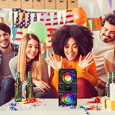 Bluetooth Speaker, 40W (60W Peak) Portable Wireless Speaker with Colorful Lights, Double Subwoofer Heavy Bass, FM Radio, MP3 Player, Bluetooth 5.0, Loud Stereo speakers for Home Outdoor Party Camping - Image 7