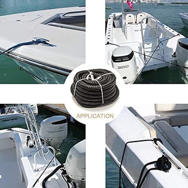 Young Marine Made 1/2 Inch x 25FT Double Braided Nylon Dock Line for Boats with 12 Inch Eyelet, 2 Pack, Black - Image 7