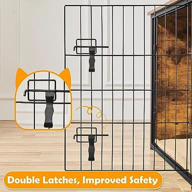 Yaheetech 40'' Dog Crate Furniture with Cushion Wooden Dog Crate with Double Doors/Adjustable Feet Side End Table for Small/Medium Dogs - Image 6