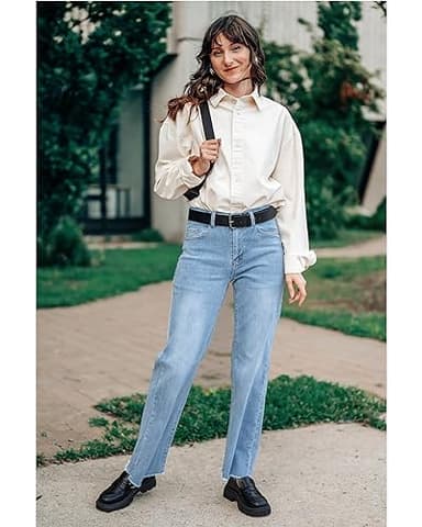 GRAPENT Women's High Waisted Tummy Control Casual Pants - Ice Blue, XS/X-Small (0/2) - Image 5