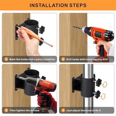 Wdwlbsm 2PCS Patio Umbrella Holder Heavy Duty Outdoor Umbrella Stand Patio Umbrella Holder clamp ,Adjustable Patio Umbrella clamp Railing for Deck Railing,Fences,Docks,Courtyard Balcony, Patios - Image 4