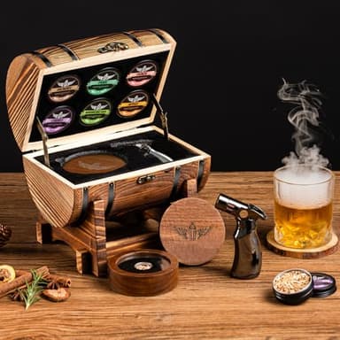 Whiskey Smoker Kit with Charred Wood Barrel (Patent Pending) – Cocktail Smoker with Torch & 6 Premium Wood Chips for Old Fashioned & Whiskey – Perfect Home Bar Gift for Men, Dad, Husband (No Butane) - Image 3