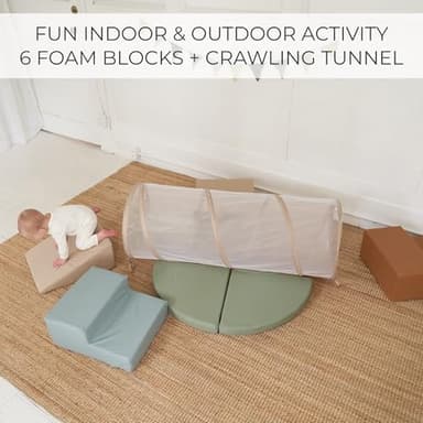 ZICOTO Fun Climbing Toy Set for Toddlers Aged 1-3 - Incl. Crawl Through Tunnel & PU-Leather Climbing Blocks for Unlimited Indoor Fun - Perfect Foam Play Gym for Baby/Kids to Safely Learn New Skills - Image 3