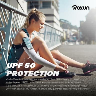 ROXUN 4 Pairs Arm Sleeves, Cooling UV Sun Protection Sports Compression for Men/Women 4 Black - Image 5