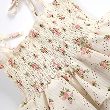 Baby Girls Daisy Playsuits Bodysuit+Headband Print Halter Romper Floral Jumpsuit Infant Summer Clothes (Y-Beige, 0-3 Months) - Image 6