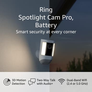 Ring Spotlight Cam Pro, Battery | 3D Motion Detection, Two-Way Talk with Audio+, and Dual-Band Wifi (2022 release) | 2-pack, White - Image 2