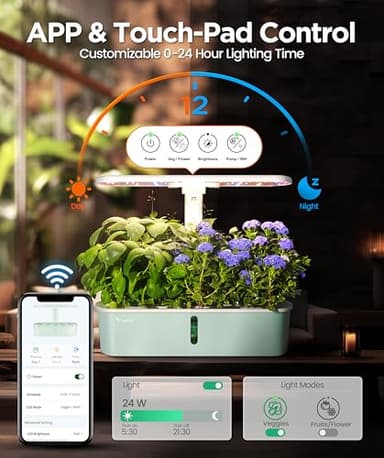 LetPot LPH-Air Hydroponics Growing System Kits, APP & WiFi Controlled Smart Indoor Garden with 24W Grow Light Full Spectrum, 10 Pods Planter Indoor Gardening for Gifts, Kitchen, Vegetable (Green) - Image 3