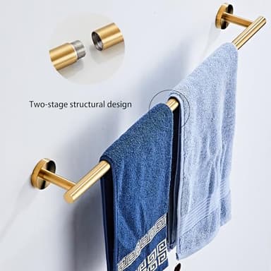 Brusehd Dark Gold Bathroom Hardware Set 5 Piece with Towel Racks for Bathroom, SUS304 Stainless Steel Bath Towel Bar Set, 24 Inch Wall Mounted Accessories Kit… - Image 2