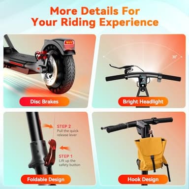 TST Electric Scooter for Adult, Up to 19 MPH and 20 Miles Long Range E Scooter, 8.5"/10" Solid and Pneumatic Tire, Portable Folding EScooter with Dual Brakes, Commuting Escooter App Control - Image 8
