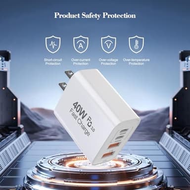 40W iPhone 17 16e 15 Charger Block Fast Charging,2Pack USB C Wall Charger,4-Port Fast USB Wall Adapter PD + QC Multiport Block Cube for iPhone 17 Air/17 Pro/Pro Max/16/16 Pro/15/14/13/12/11/Pro Max/XS - Image 3