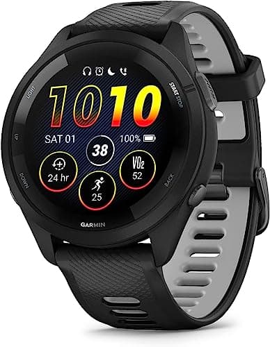 Garmin Forerunner 265 Running Smartwatch, Colorful AMOLED Display, Training Metrics and Recovery Insights, Black and Powder Gray (Renewed) - Image 1