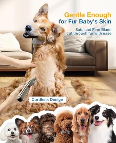 oneisall Dog Clippers for Grooming for Thick Heavy Coats/Low Noise Rechargeable Cordless Pet Shaver with Stainless Steel Blade/Waterproof Dog Shaver for Dogs Pets and Animals (Sliver) - Image 4