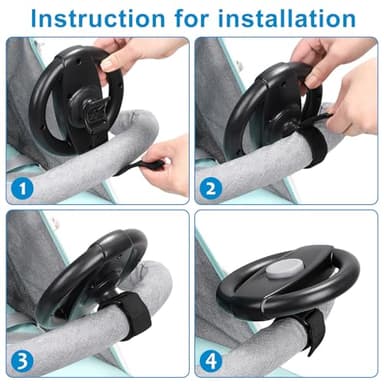 Accmor Stroller Steering Wheel Toy, Pretend Driving Simulated Steering Wheel for Baby Stroller Shopping Carts, Universal Detachable Funny Stroller Toy Attachment Accessories - Image 8