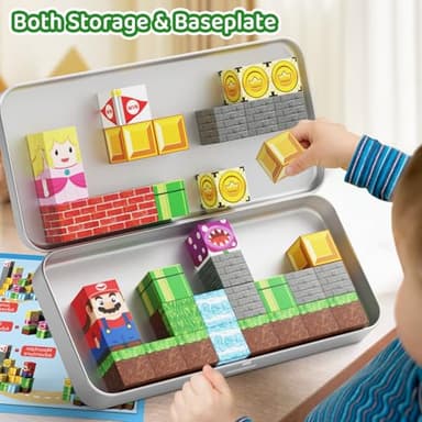 hunloot Magnetic Building Blocks Travel Toys for Kids Ages 4-8, Toddler Magnetic Cubes STEM Learning Set with Iron Storage Box – Portable Construction Toys for Boys Girls 3-5 - Image 2