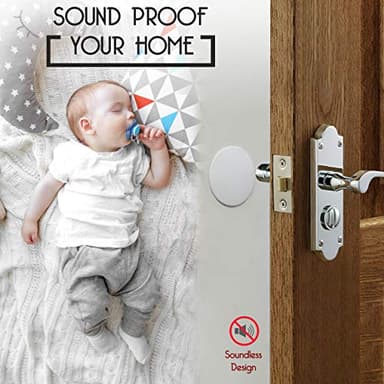 Door Stoppers - Large 3.15" (4 PCS) - Door Stoppers for Wall with Strong Back Adhesive - Quiet and Shock Absorbent Silicone Wall Protectors from Door Knobs - Protects Every Surface - White - Image 6