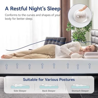 Amazon Basics Memory Foam Mattress, Soft Plush Feel, 10 Inch, Full, White/Grey - Image 5