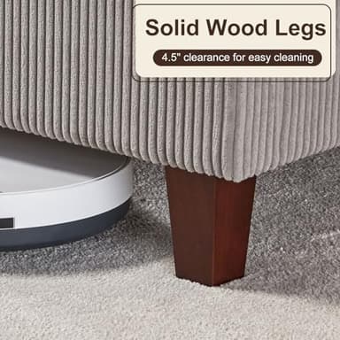 HOWE King Size Upholstered Platform Bed Frame, Wingback Bed with 50.8" Headboard, Corduroy/Solid Wood Leg/No Box Spring Needed/Noise Free/Taupe - Image 6