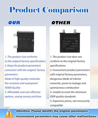 WR55X24064 Refrigerator Capacitor Fits For GE Refrigerator&Freezer Compressor Run Capacitor Replace WR55X20800,WR55X23731,WR62X20693,WR62X79,WR62X0079,WR62X10018, WR62X10040,WR62X10048,WR87X27279 ETC. - Image 5