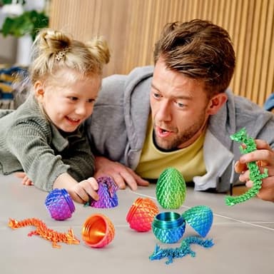 4Pcs 3D Printed Dragon Eggs with Dragon Inside Articulated Animals Cool Crystal 3D Print Dinosaur Toy Dino Eggs for Boys Girls Home Decor - Image 5