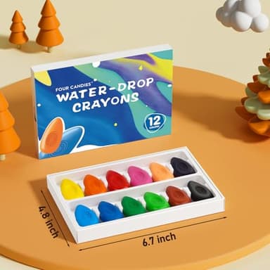 Four Candies Toddler Crayons 12 Count, Non Toxic Washable Crayons for Toddlers 1-3, Unbreakable Easy-Grip Water-Drop Shape for Little Hands, Toddler Coloring Art Gift - Image 7