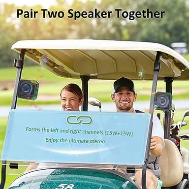 ACHIX Bluetooth Speaker for Golf Cart, Magnetic Portable Wireless Speaker with Loud Stereo Sound and Bass Boost, 20 Hours Play, Waterproof IPX7, TWS & SD Card Function (with Storage Case) - Image 4