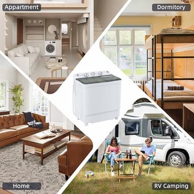 Sustainova Portable Washing Machine Twin Tub 9.9 Lbs Capacity, (7.7 Lbs) and Spinner(2.2 Lbs) Combo Mini Compact Laundry Washer for Home, Apartment, Camping, RVs and Dorms, Black/White - Image 7