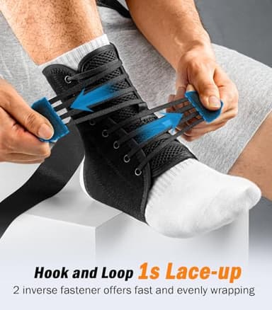 WHCOOL Slim-Fit Ankle Brace for Sprained Ankle, Quick Lace Up Ankle Support for Women Men With 2 Auto-Shaped Pads, Air Fabric Cool Ankle Stabilizer for Injury Recover, Running,Sports, M(12”-13”) - Image 3