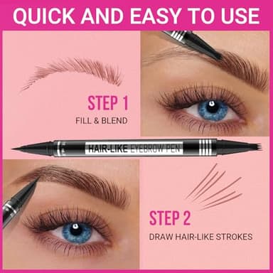 iMethod Microblading Eyebrow Pen - Eyebrow Pencil Magical 2-in-1 Dual-Ended Eye Brow Pencils for Women with 4-Fork-Tip & Precise Brush-Tip Create Natural Hair-Like Brows, Last All-Day, Dark Brown - Image 6