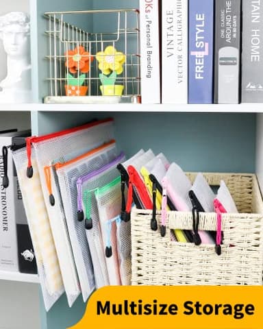 Smarpau A5 Mesh Zipper Pouch, 24 Pack 12 Colors 9.5" x 7.1" Multipurpose Zipper Pouches for Organizing, Waterproof Zipper Mesh Bags Small Zipper Pouch for Travel, Office, Home Storage - Image 5