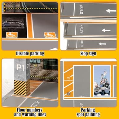 Saichotoy Storage for Hot Wheels: Toy Car Parking Garage Diorama with Lights - Freestanding Display Case for 1/64 Scale Diecast Cars with 4 Levels 24 Spots Maximum 40 Cars - Image 3