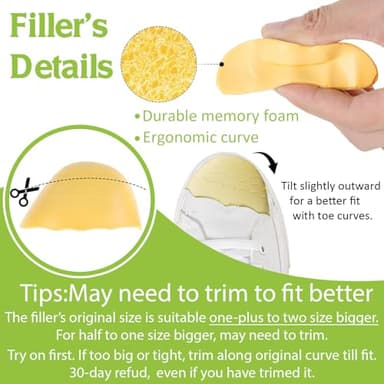 Qivievsa 8Pcs-Shoe Filler&Heel Pad Set for Too Big Shoes Too Big Inserts for Women and Men,for Heel,Sneaker, Boots,Pain Relief and Comfort - Image 3
