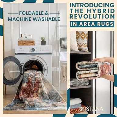 Istana 2x3 Area Rug - Multi/Red Boho Rugs for Living Room 2x3 - Foldable Small Rugs for Bedroom - Stain Resistant Washable Rug Non Slip - Eco-Friendly Area Rugs Indoor - Image 2