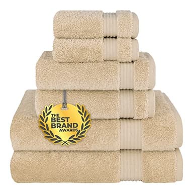Cotton Paradise 6 Piece Towel Set, 100% Cotton Soft Absorbent Turkish Towels for Bathroom, 2 Bath Towels 2 Hand Towels 2 Washcloths, Beige Towel Set - Image 1