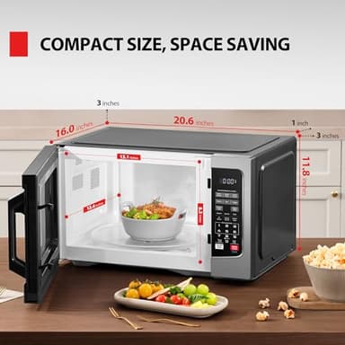 TOSHIBA EM131A5C-SS Countertop Microwave Ovens 1.2 Cu Ft with 12.4" Removable Turntable Smart Humidity Sensor, 12 Auto Menus Mute Function ECO Mode Easy Clean Interior, 1000W, Silver - Image 5