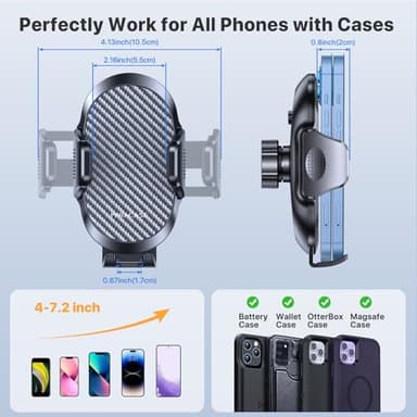 Miracase Phone Holders for Your Car with Metal Hook Clip, Air Vent Cell Phone Stand Car Mount, Universal Automobile Cradle for Garmin GPS Fit iPhone Android and All Smartphones, Dark Black - Image 5