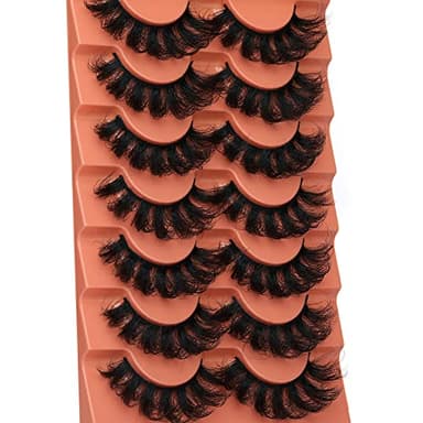 Mink Lashes Fluff False Eyelashes 20-22mm Dramatic Full Wispy Eye Lashes 8D Volume Curly Fake Eyelashes 7 Pairs Faux Mink Lashes Multipack by TOOCHUNAG - Image 6