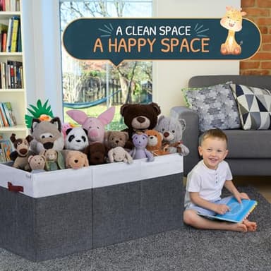 SoftOwl Extra Large Toy Storage Organizer with Lid - Sturdy, Collapsible Toy Chest Storage Box Design - Toys Bin with Dividers for Kids, Nursery, Bedroom, Playroom 37"x16"x14" - Image 5