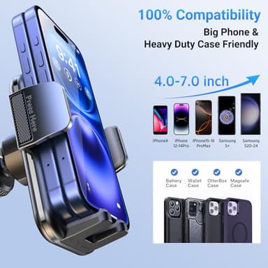 ACMEZING 3-in-1 Car Phone Holder [122+LBS Strongest Suction & Stable Clamp Arm] 360° Adjustable Mount, Cell Phone Holders for Your All Car Models for Dashboard Vent, All Smartphones, Black - Image 6