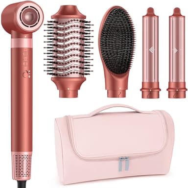 MESCOMB 5 in 1 High-Speed Hot Air Styler - Professional Frizz-Free Hair Dryer Brush, Fast Drying Hair Dryer, No Heat Damage Air Styler Wrap - Curl, Volumize, Straighten with Travel Bag - Image 1