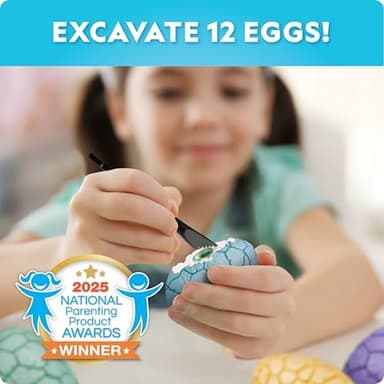 Blue Marble Easter Eggscavation Dig Kit - 12 Easter Egg Dig Bricks with Real Gemstones & Glow in The Dark Dinosaur Figures, Includes Dig Tools, Egg Hunt or Dig Party Activity, Easter Basket Stuffers - Image 4