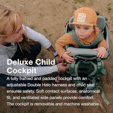 Osprey Poco Premium Child Carrier Backpack – Deluxe Kid Carrier for Hiking with Built-in Sunshade, Removable Daypack, and Adjustable Fit – Premium Comfort for Parent and Child, Koseret Green - Image 3
